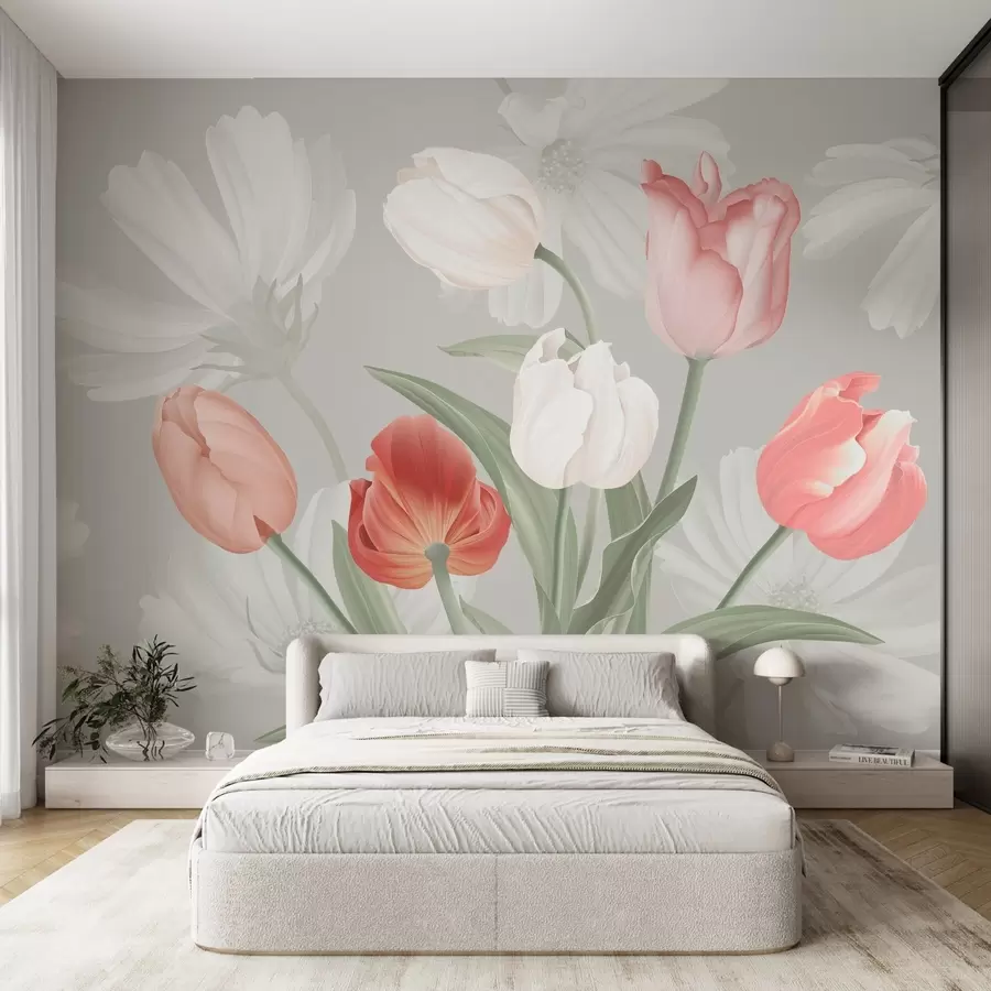 Papier peint Bouquet de fleurs avec des tulipes w04784