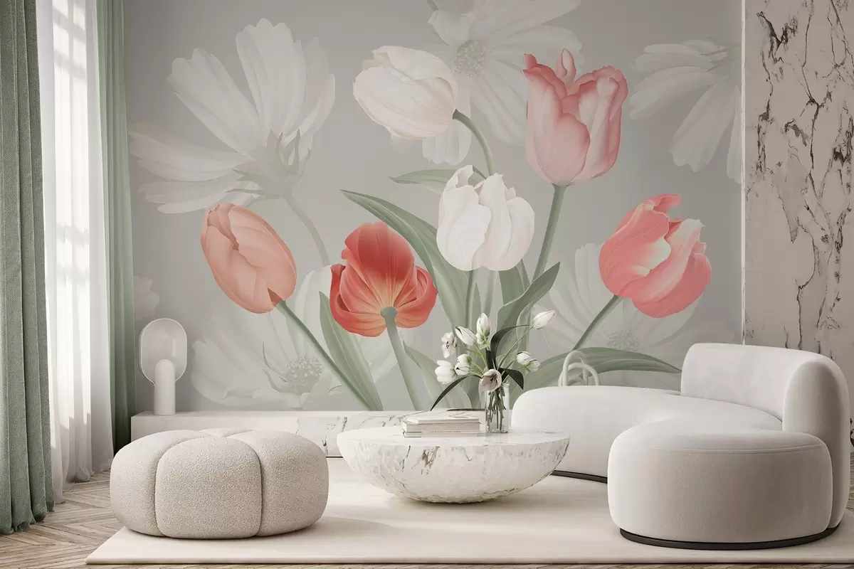 Papier peint Bouquet de fleurs avec des tulipes w04784