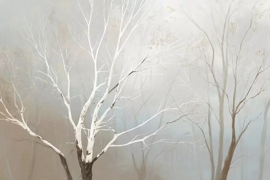 Papier peint Branches légères dans la brume matinale aux tons pastel w09447