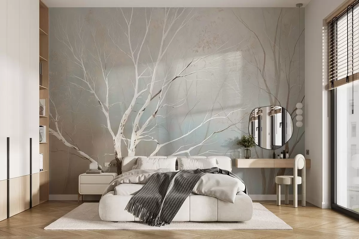 Papier peint Branches légères dans la brume matinale aux tons pastel w09447 buy France - Uwalls.fr Papier peint Branches légères dans la brume matinale aux tons pastel w09447