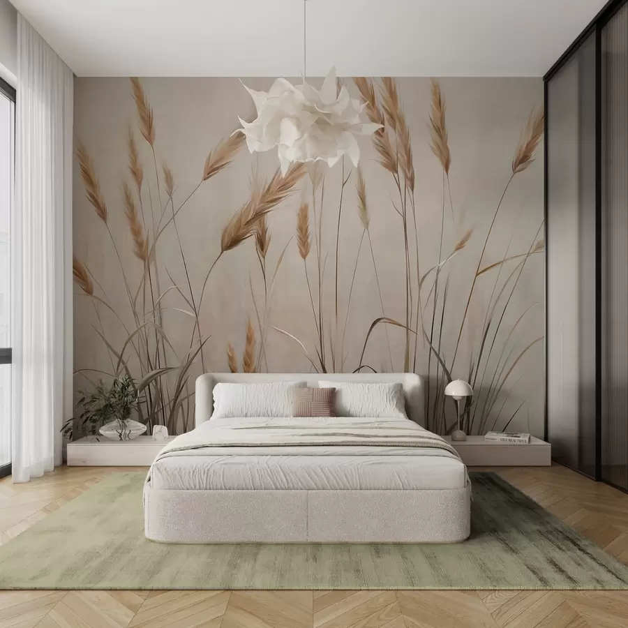 Papier peint Champ de blé texturé avec des épis jaunes, fond beige, éclairage naturel, tons chauds, coups de pinceau détaillés w09493 buy France - Uwalls.fr Papier peint Champ de blé texturé avec des épis jaunes, fond beige, éclairage naturel, tons chauds, coups de pinceau détaillés w09493