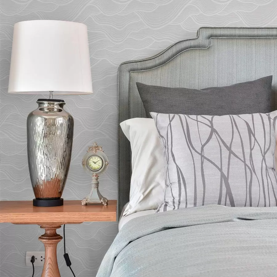 Papier peint Vagues gris très clair avec un rythme de lignes fines a00682