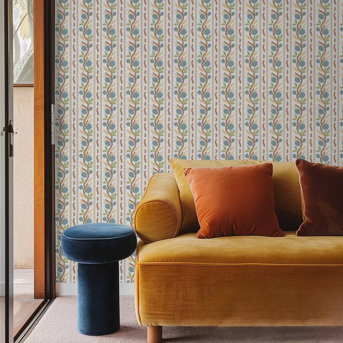 Papier peint Rayures verticales en bouquet avec des fleurs bleues a00816v2 Papier peint Rayures verticales en bouquet avec des fleurs bleues a00816v2