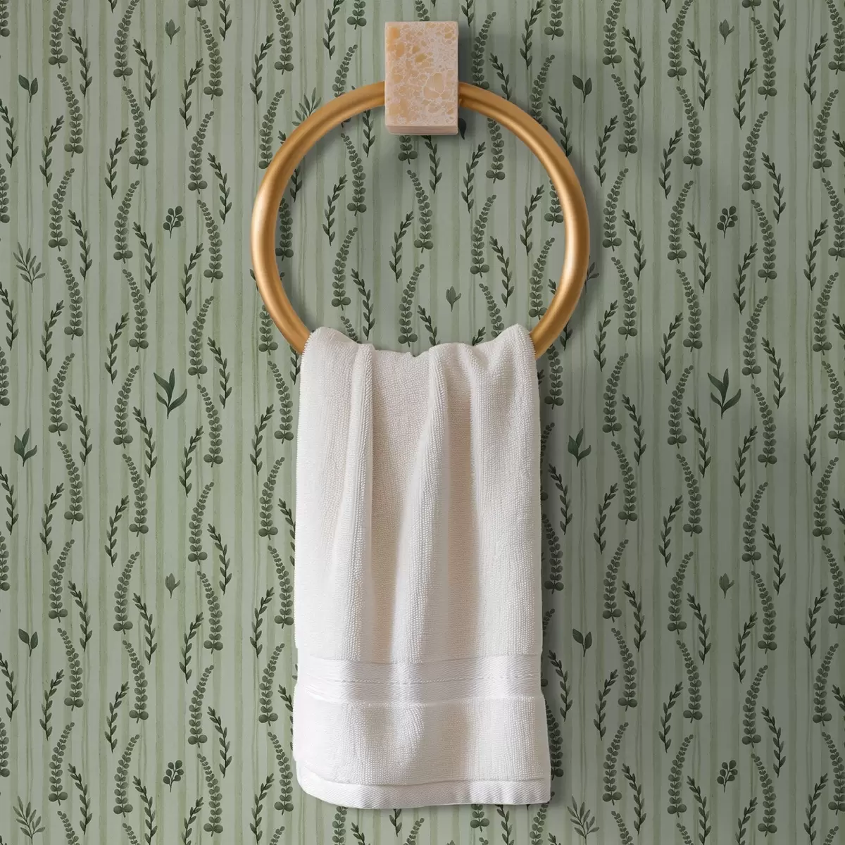 Papier peint Herbes vertes denses et pousses de menthe rayées a00819