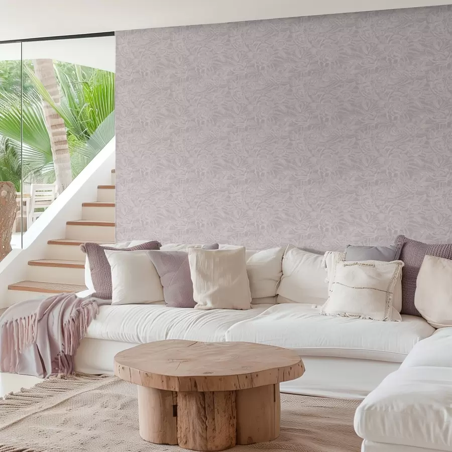 Papier peint Roses gravées sur fond gris clair a00841v1