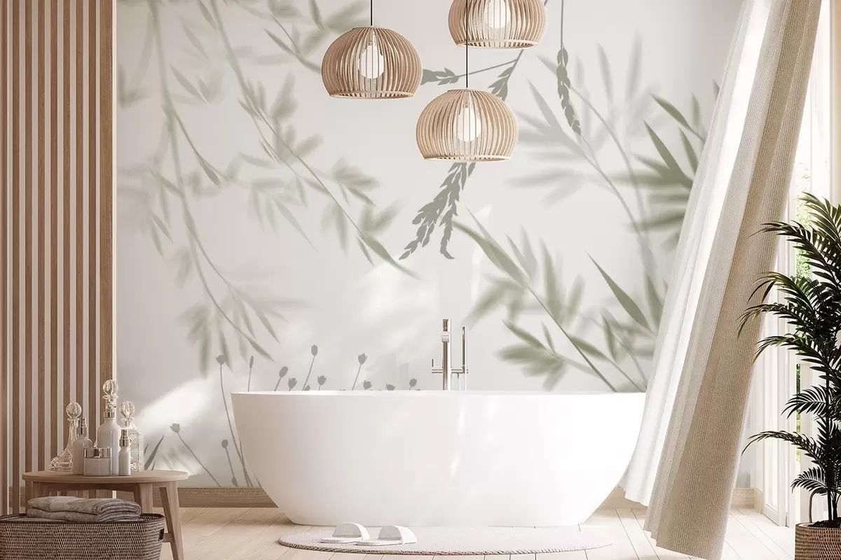 Papier peint Silhouettes de feuillage w04850 buy France - Uwalls.fr Papier peint Silhouettes de feuillage w04850