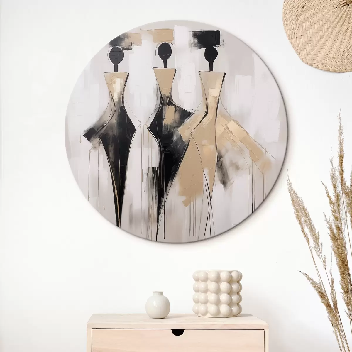 Tableaux rondes Silhouettes abstraites r46436