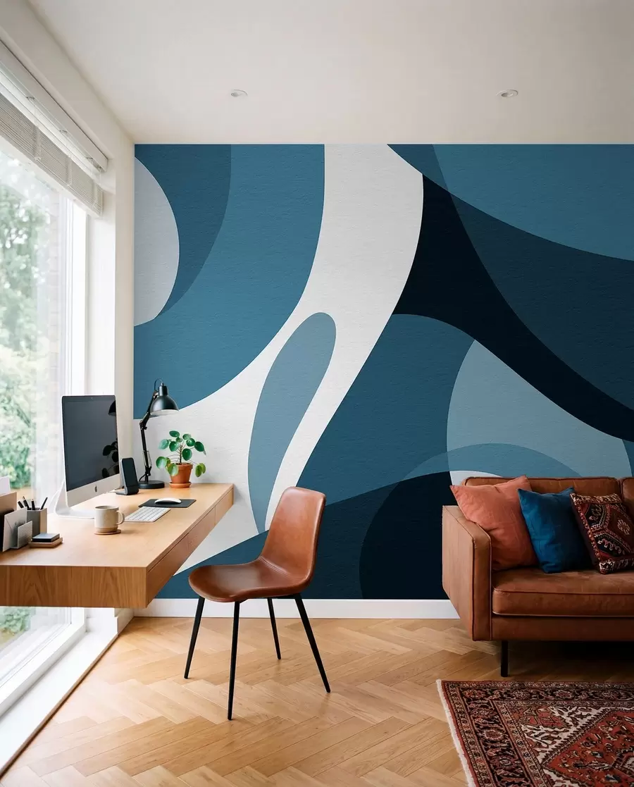 Papier peint Courbes en bleu profond w04843v1