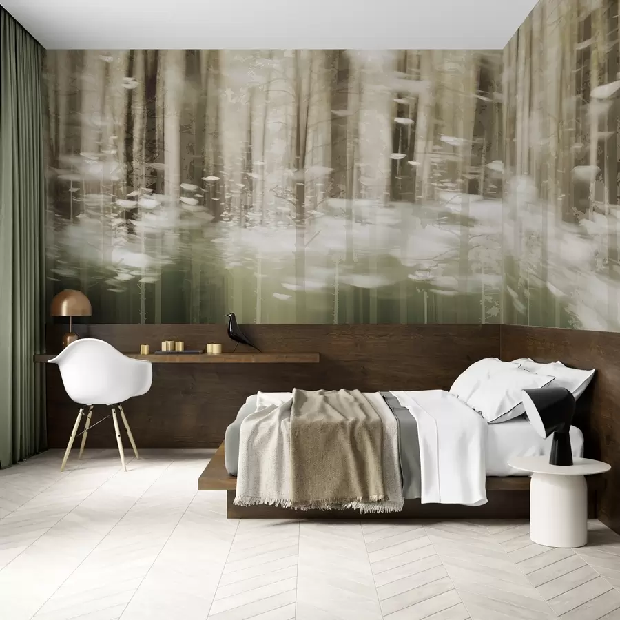 Papier peint Troncs d'arbres stylisés aux couleurs pastel w04844