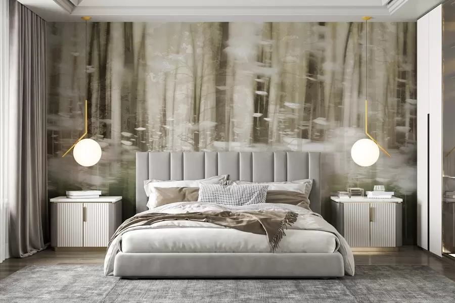 Papier peint Troncs d'arbres stylisés aux couleurs pastel w04844