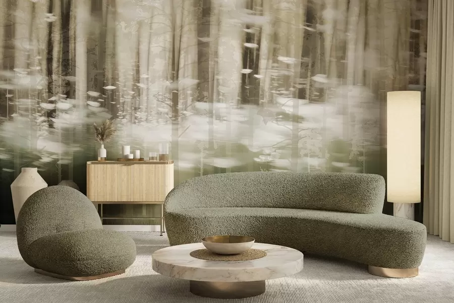 Papier peint Troncs d'arbres stylisés aux couleurs pastel w04844