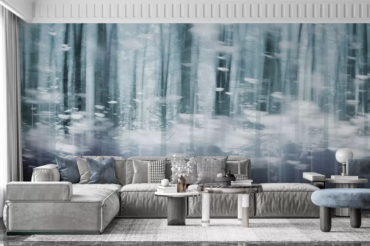 Papier peint Troncs d'arbres stylisés aux couleurs pastel w04844v1