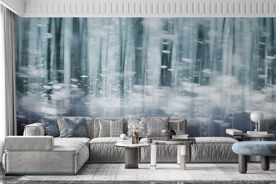 Papier peint Troncs d'arbres stylisés aux couleurs pastel w04844v1