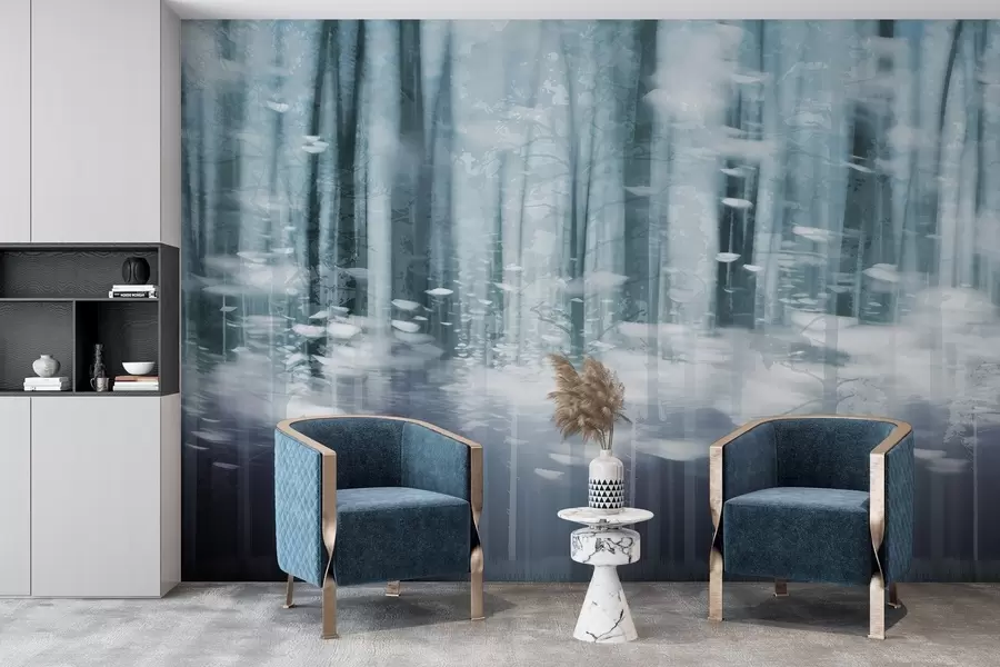 Papier peint Troncs d'arbres stylisés aux couleurs pastel w04844v1