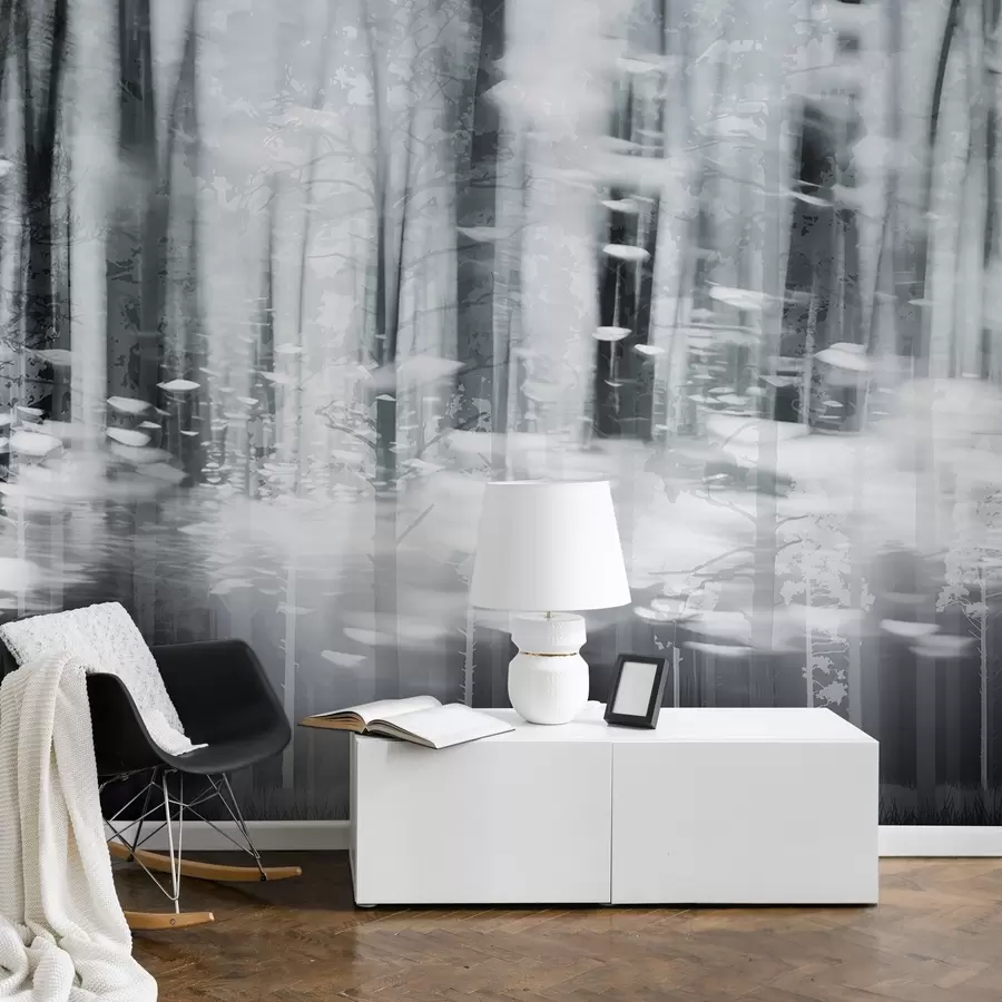 Papier peint Troncs d'arbres stylisés aux couleurs pastel w04844v2