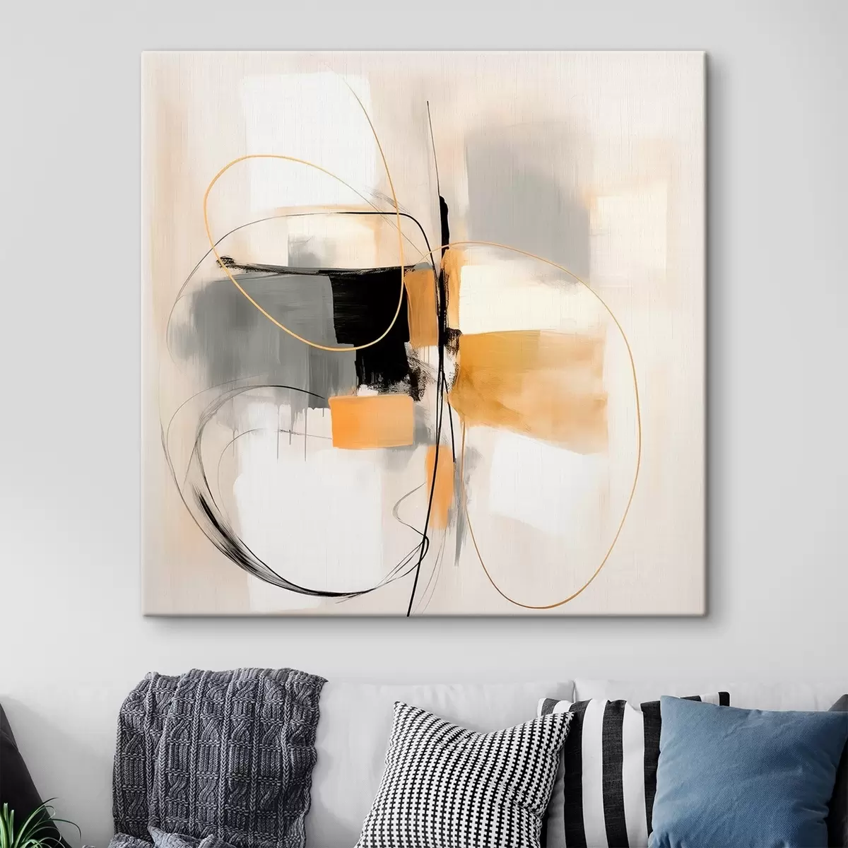 Tableau Abstrait, lignes et formes dans le style huile s46322