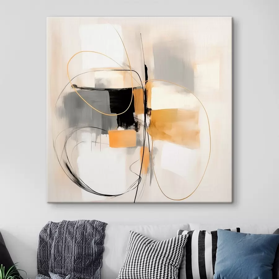 Tableau Abstrait, lignes et formes dans le style huile s46322 Tableau Abstrait, lignes et formes dans le style huile s46322