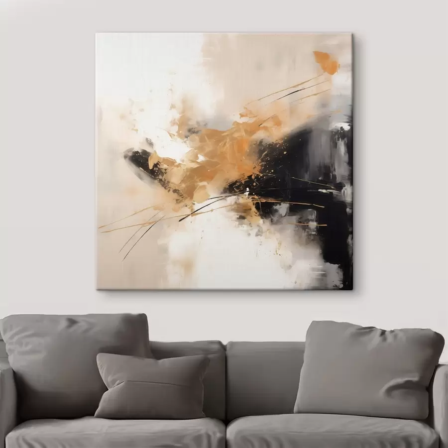 Tableau Traits orange et noirs, abstraction moderne s46327 Tableau Traits orange et noirs, abstraction moderne s46327