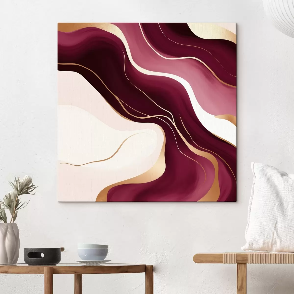 Tableau Formes douces, palette de couleurs raisin et rose s46330