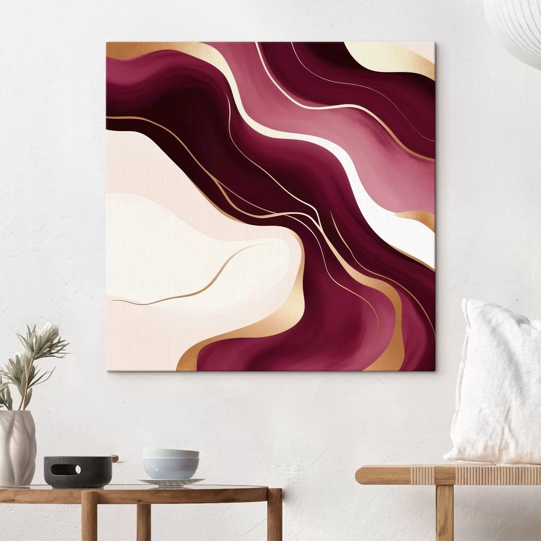 Tableau Formes douces, palette de couleurs raisin et rose s46330