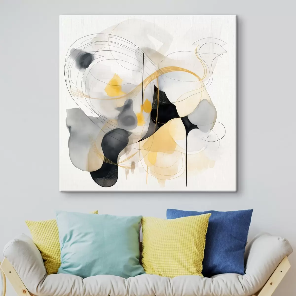 Tableau Lignes chaotiques et taches dans un style moderne s46335