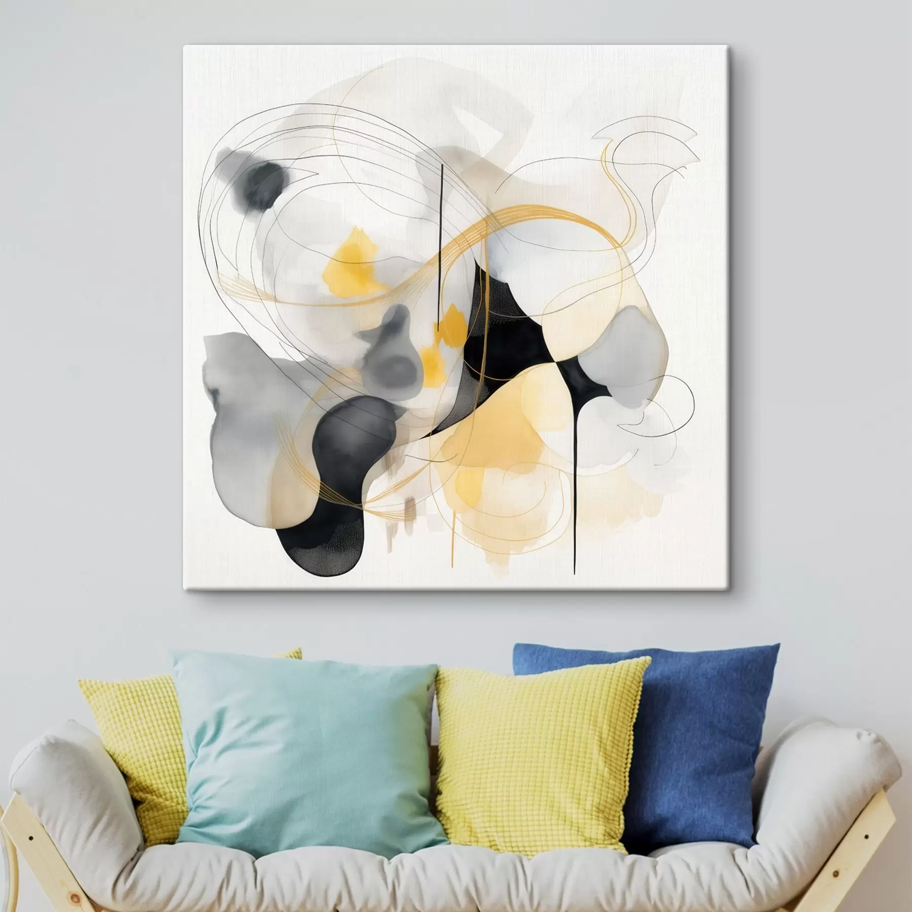 Tableau Lignes chaotiques et taches dans un style moderne s46335