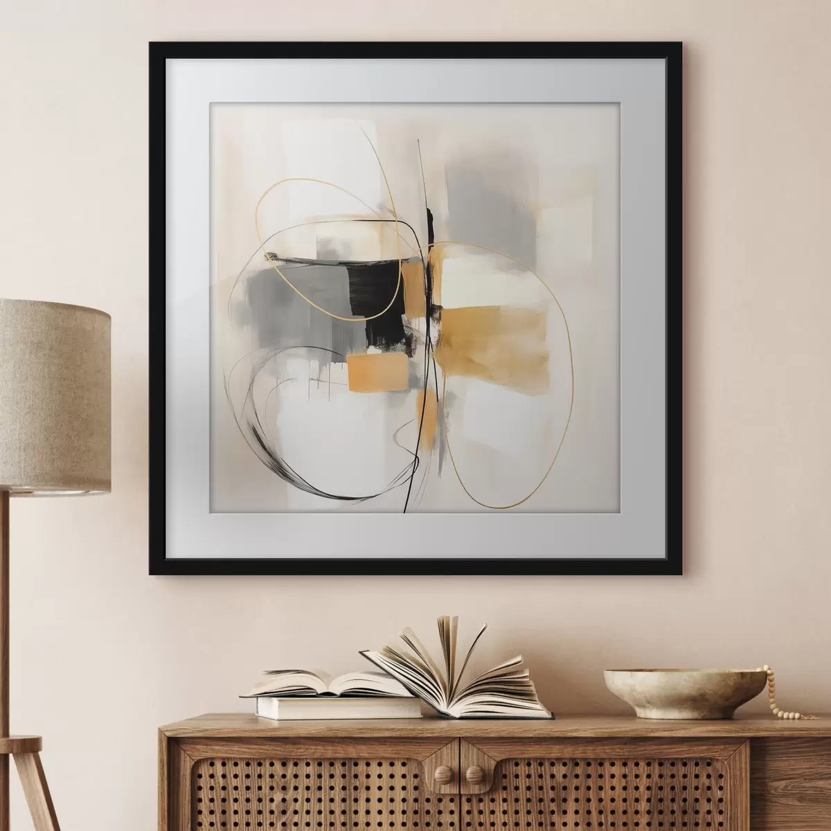 Poster Abstrait, lignes et formes dans le style huile f46322
