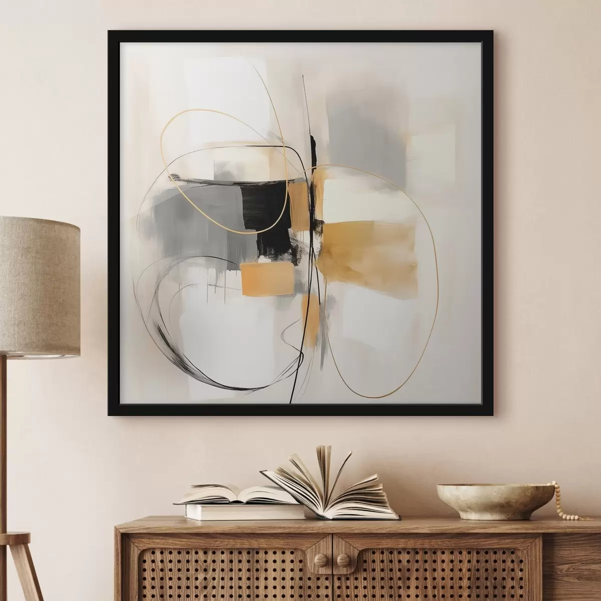 Poster Abstrait, lignes et formes dans le style huile f46322