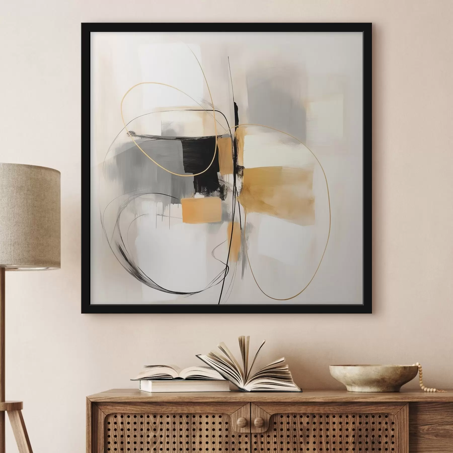 Papier peint Abstrait, lignes et formes dans le style huile f46322