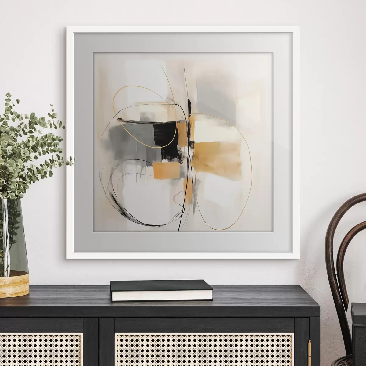 Poster Abstrait, lignes et formes dans le style huile f46322