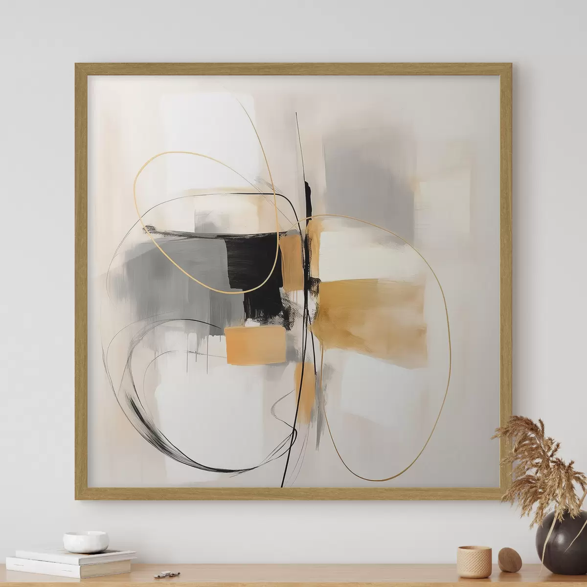 Poster Abstrait, lignes et formes dans le style huile f46322