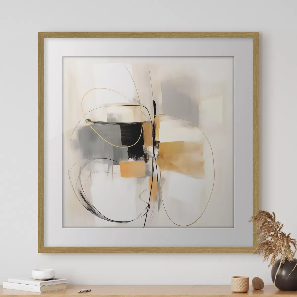 Poster Abstrait, lignes et formes dans le style huile f46322