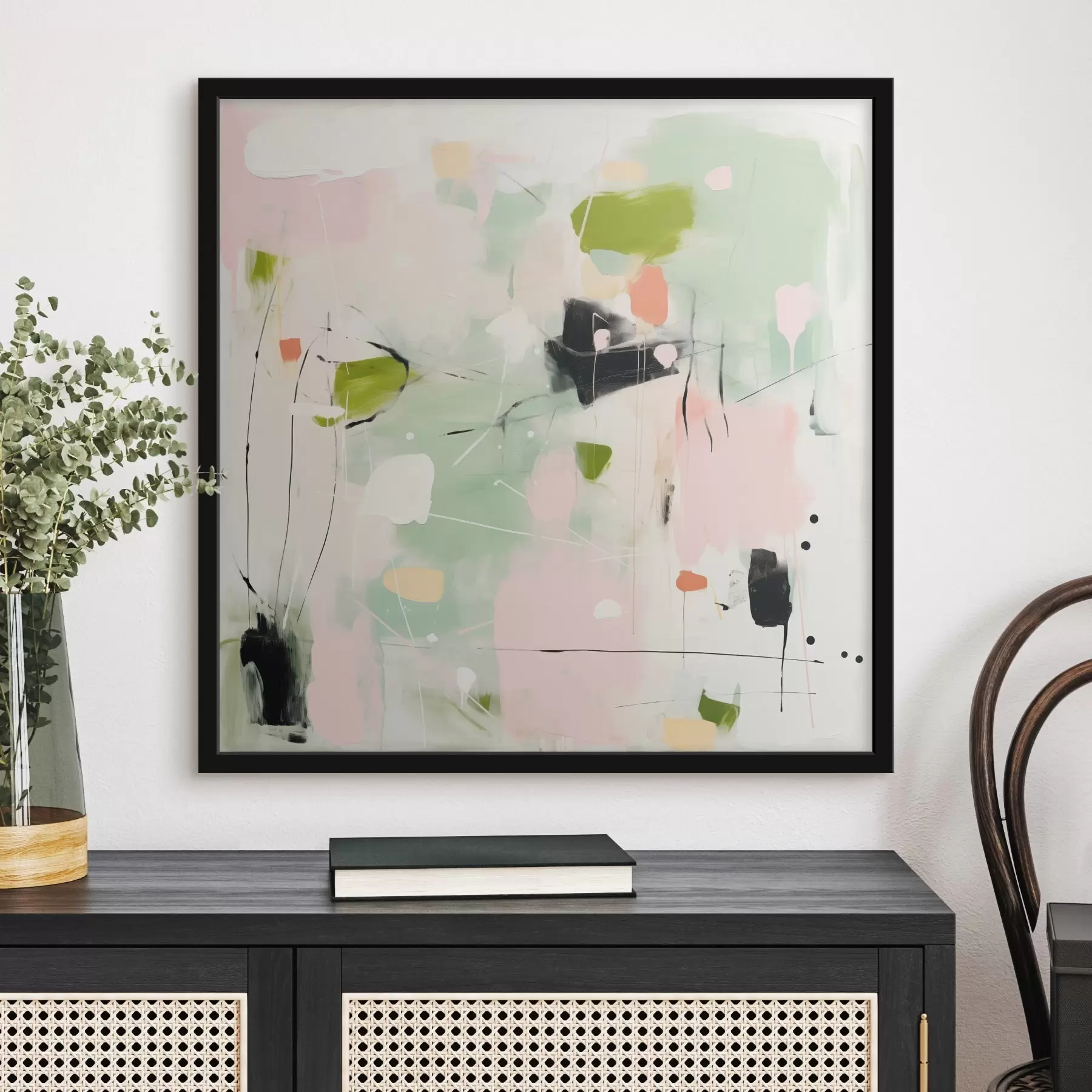 Papier peint Rose et menthe, touches pastel f46324