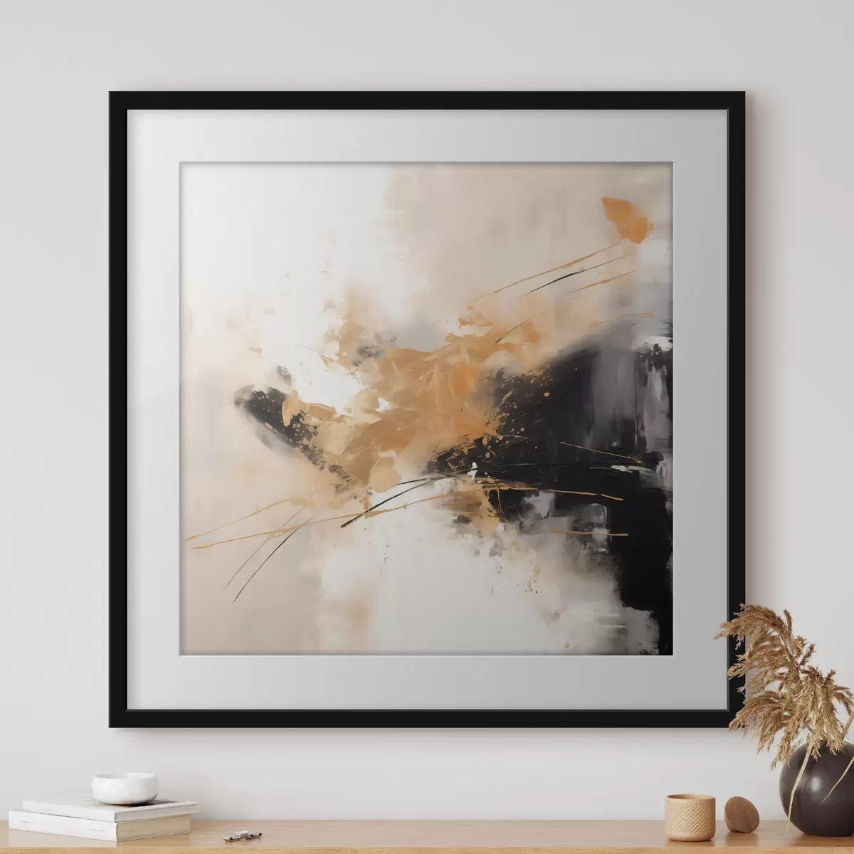Poster Traits orange et noirs, abstraction moderne f46327