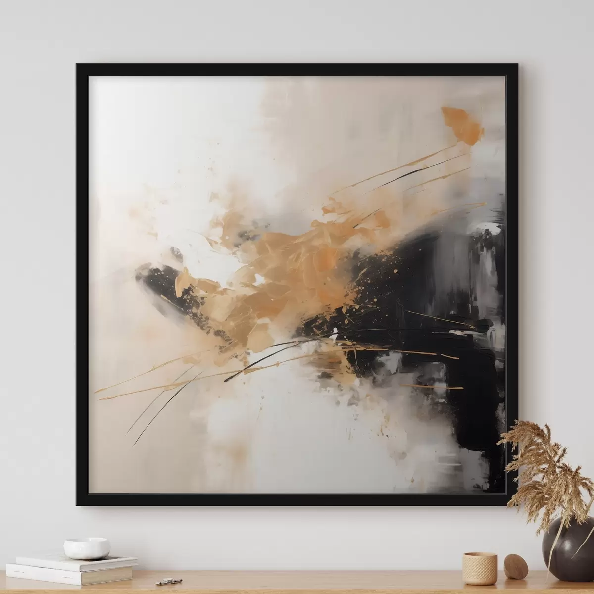Poster Traits orange et noirs, abstraction moderne f46327