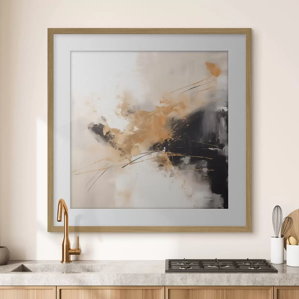 Poster Traits orange et noirs, abstraction moderne f46327