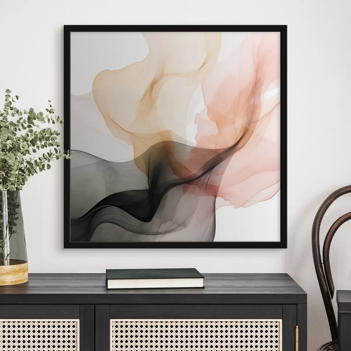 Poster Débordements de corail et de gris dans un style délicat f46333