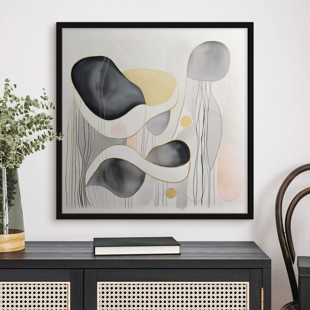 Poster Composition neutre, taches grises et sableuses dans un style moderne f46334