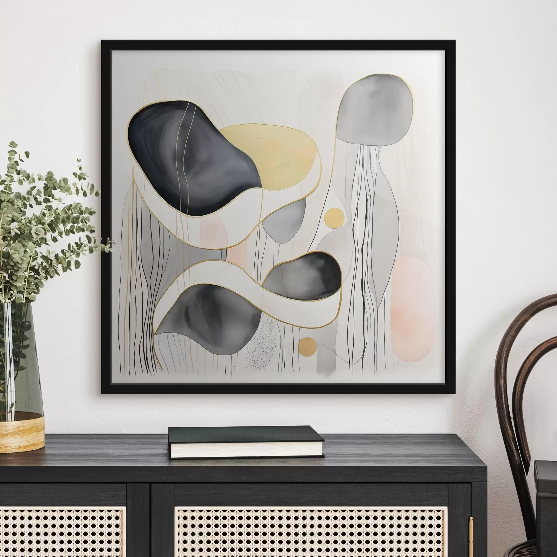 Papier peint Composition neutre, taches grises et sableuses dans un style moderne f46334