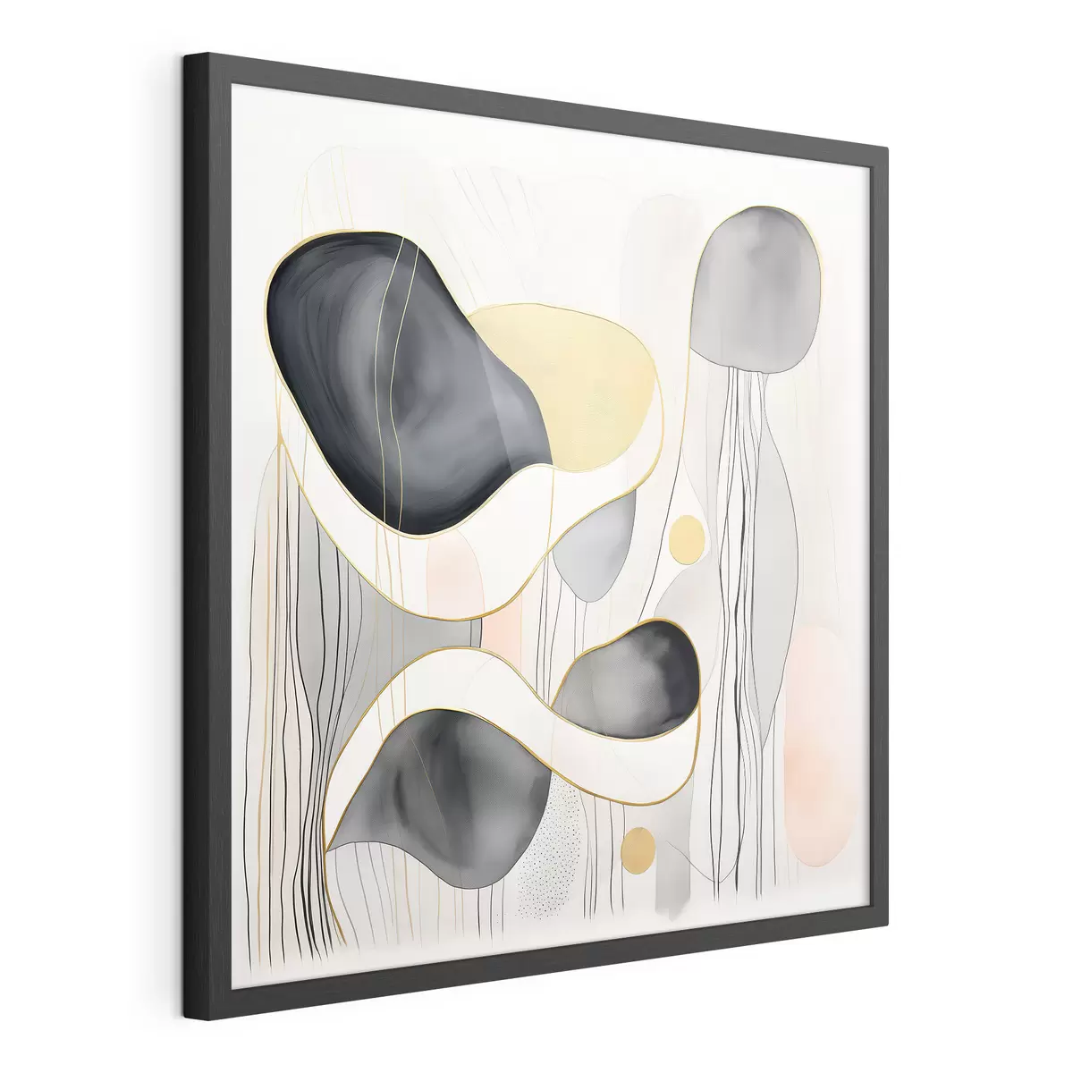 Poster Composition neutre, taches grises et sableuses dans un style moderne f46334