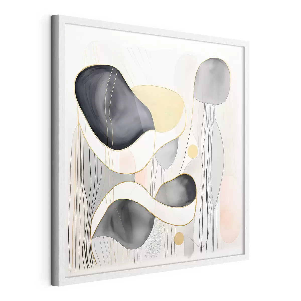 Poster Composition neutre, taches grises et sableuses dans un style moderne f46334