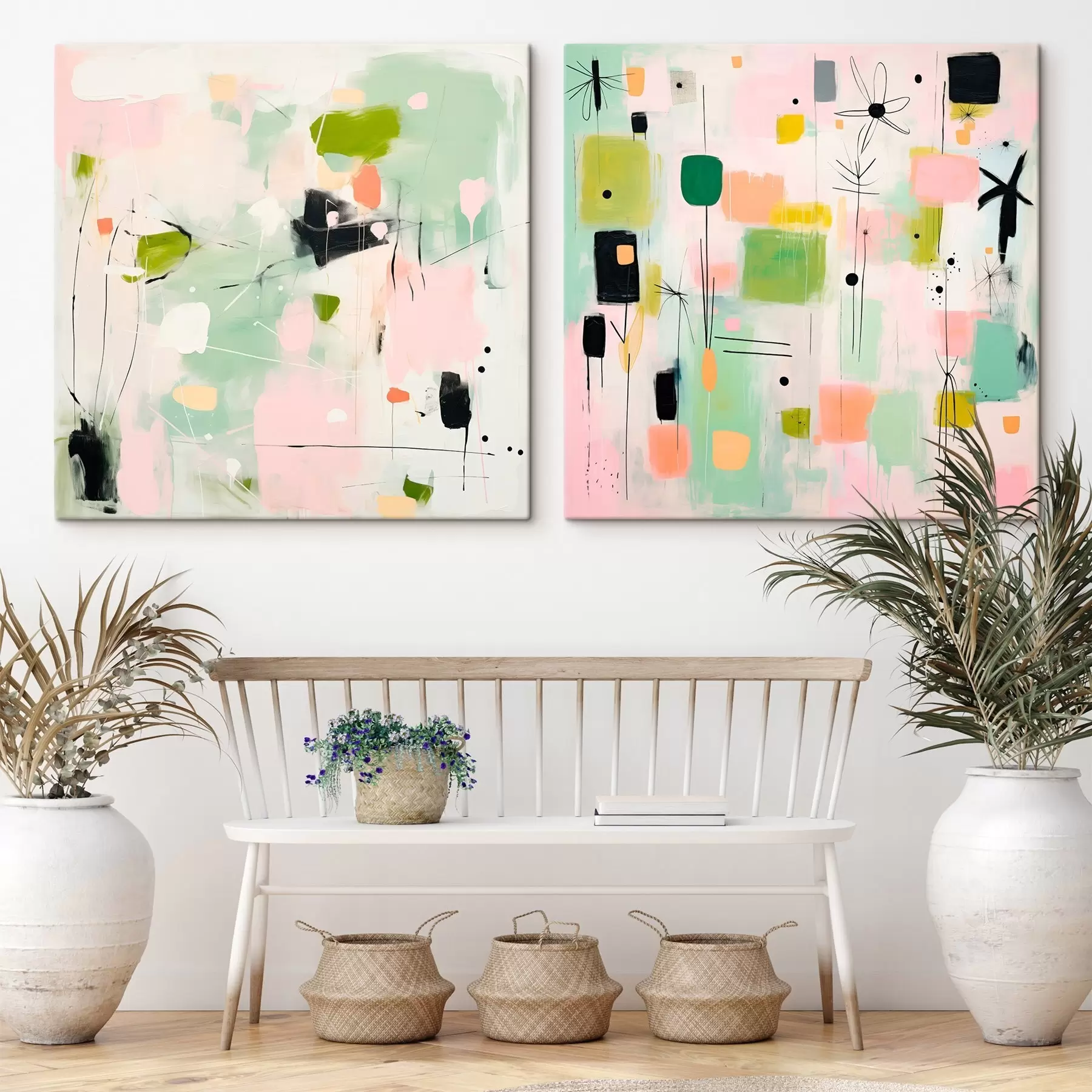 Tableau Motifs floraux dans un style moderne m00900