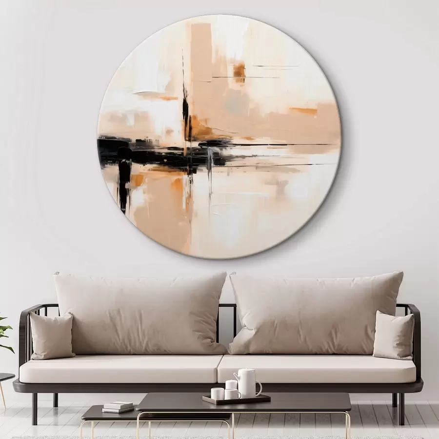 Tableau Beige et noir, abstraction verticale dans un style minimaliste r46326