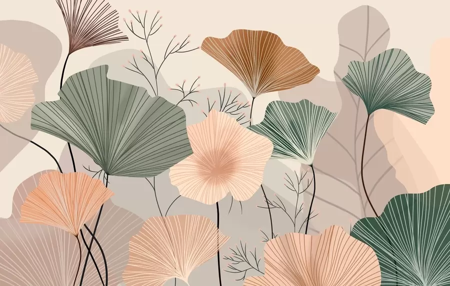 Papier peint feuilles de lotus élégantes w04815