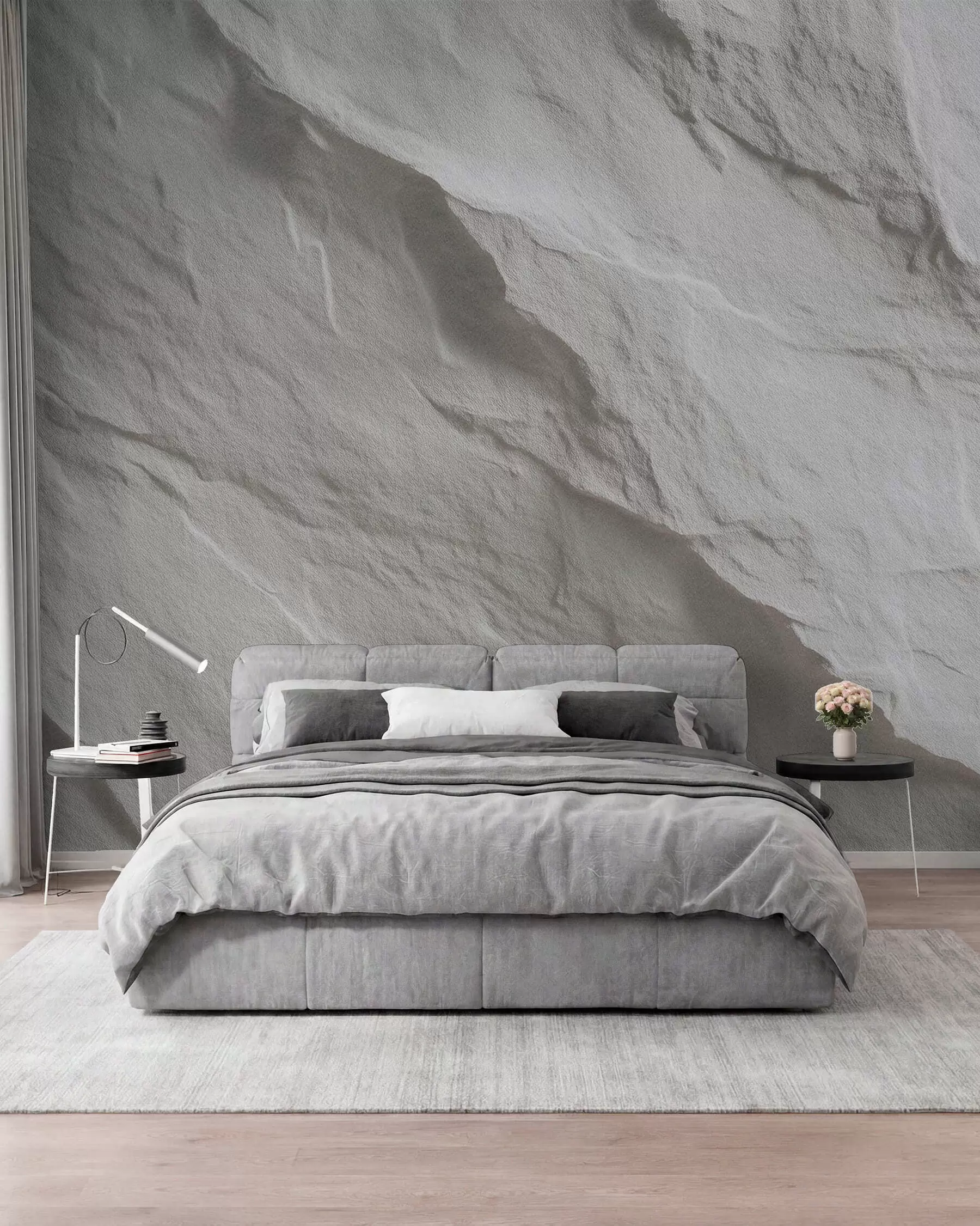 Papier peint imitation de roche blanche dans la décoration intérieure w04818