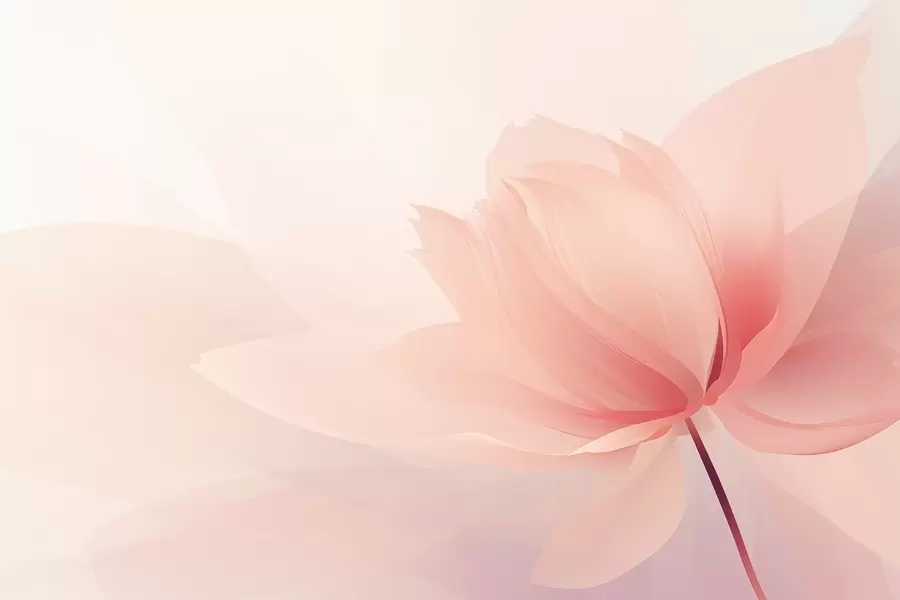 Papier peint Grande fleur aux tons doux de rose pêche w09356