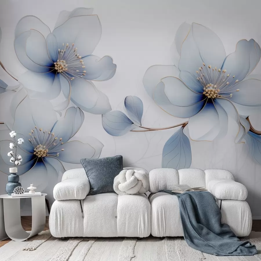 Papier peint Élégante composition florale de magnolias dans les tons bleus w09520 buy France - Uwalls.fr Papier peint Élégante composition florale de magnolias dans les tons bleus w09520