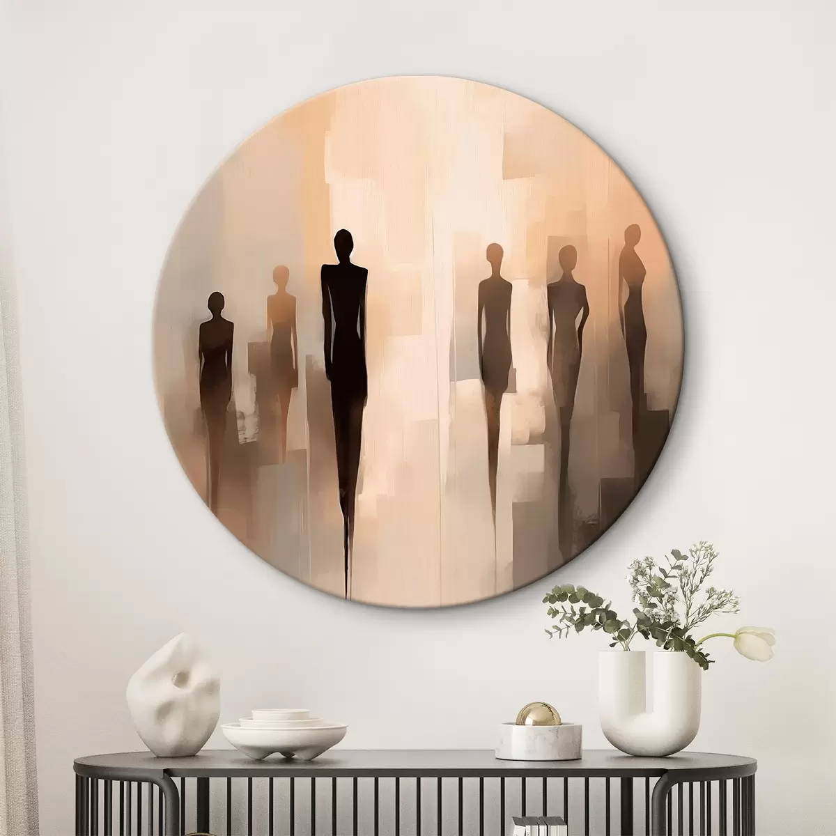 Tableaux rondes Silhouettes abstraites r46451