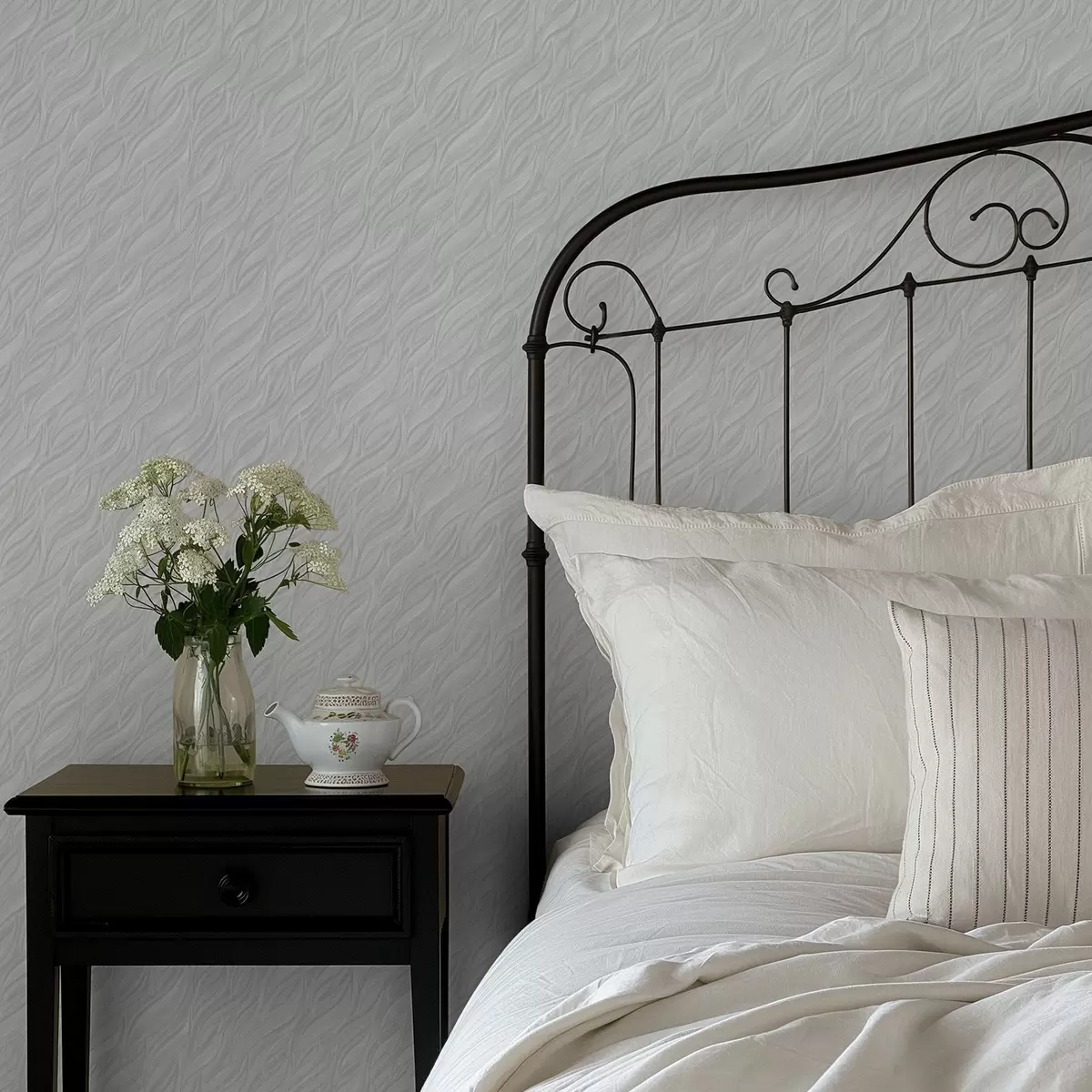 Papier peint Vagues texturées au pinceau, menthe claire a00688v2