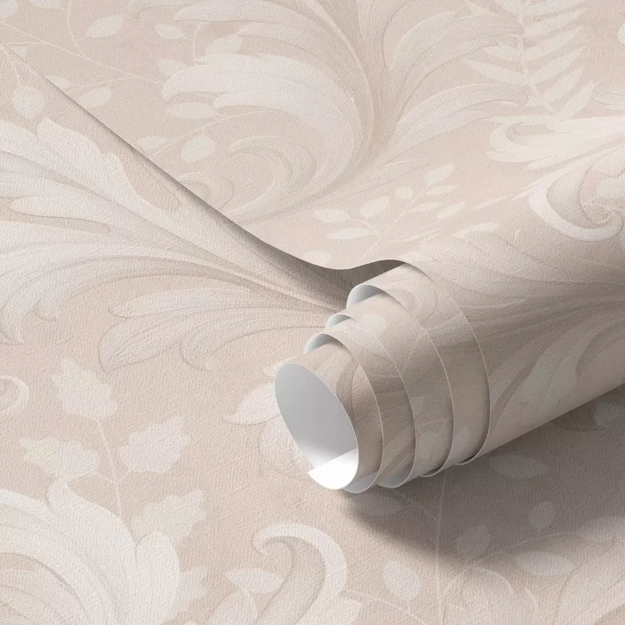 Papier peint Volutes d'acanthe sur fond beige chaud a00772